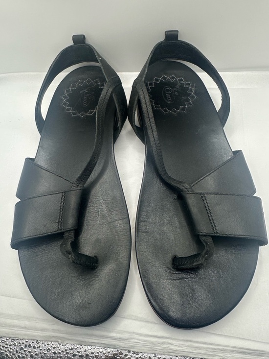 Chaco Shoes - Chaco Women's Black Leather Toe-Loop Sandals